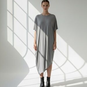 Complex Geometries grey cotton jersey asymmetric midi dress - One size